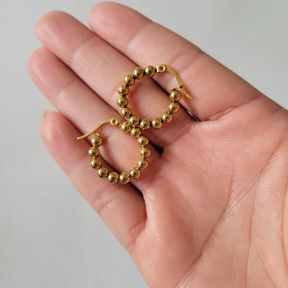 NA NIN Classic Gold Plated Ball Non-Tarnish Hoop Earrings - Picture 1 of 8